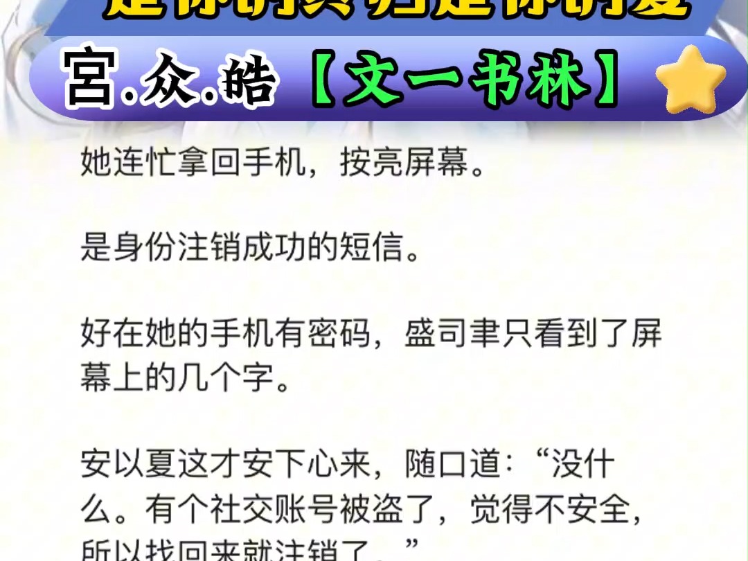 [图]一口气看完《是你的终归是你的爱》安以夏盛司聿小说番外完整版结局TXT在线阅读