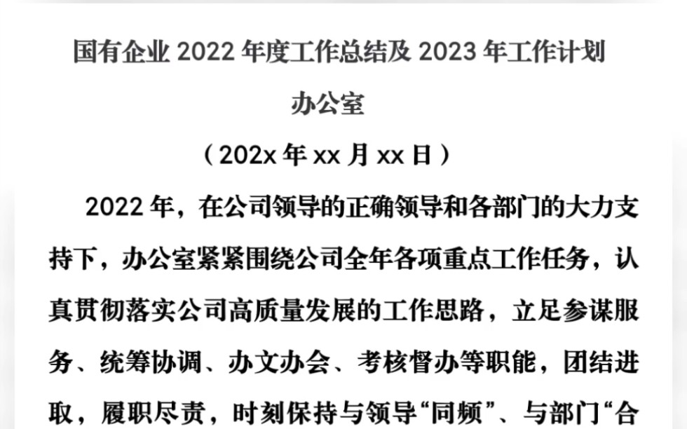 国有企业2022年度工作总结及2023年工作计划哔哩哔哩bilibili