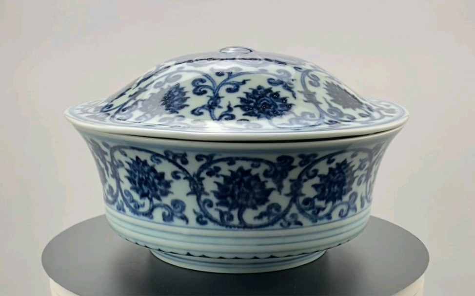 活动  厚森窑仿明宣德青花缠枝莲纹折腰合碗