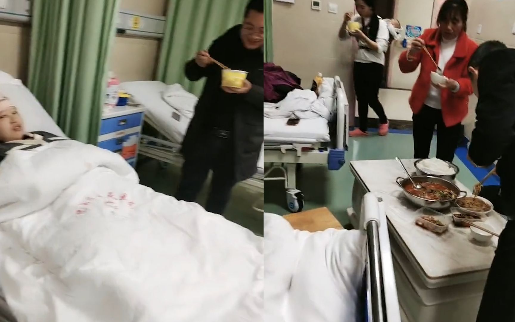 贵州女子剖腹产第二天,家人围坐病房组团吃火锅,产妇表情亮了哔哩哔哩bilibili