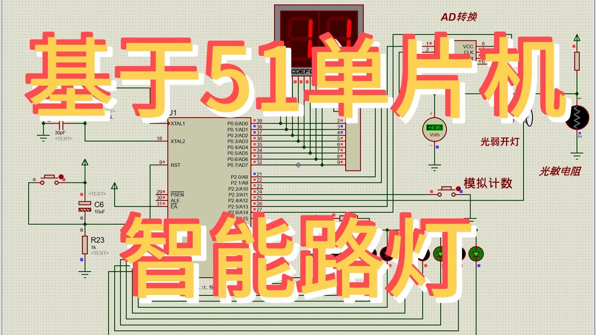 基于51单片机智能路灯控制—人数,光强 (仿真 程序)