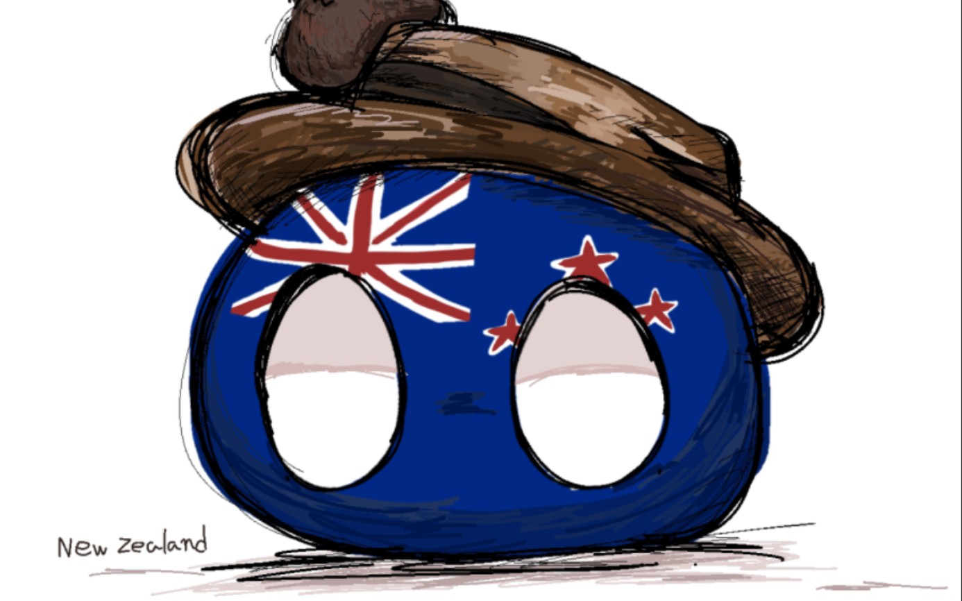 【波兰球/无意义单图】好久没画破烂球了,画个新西兰练下(绘画过程)