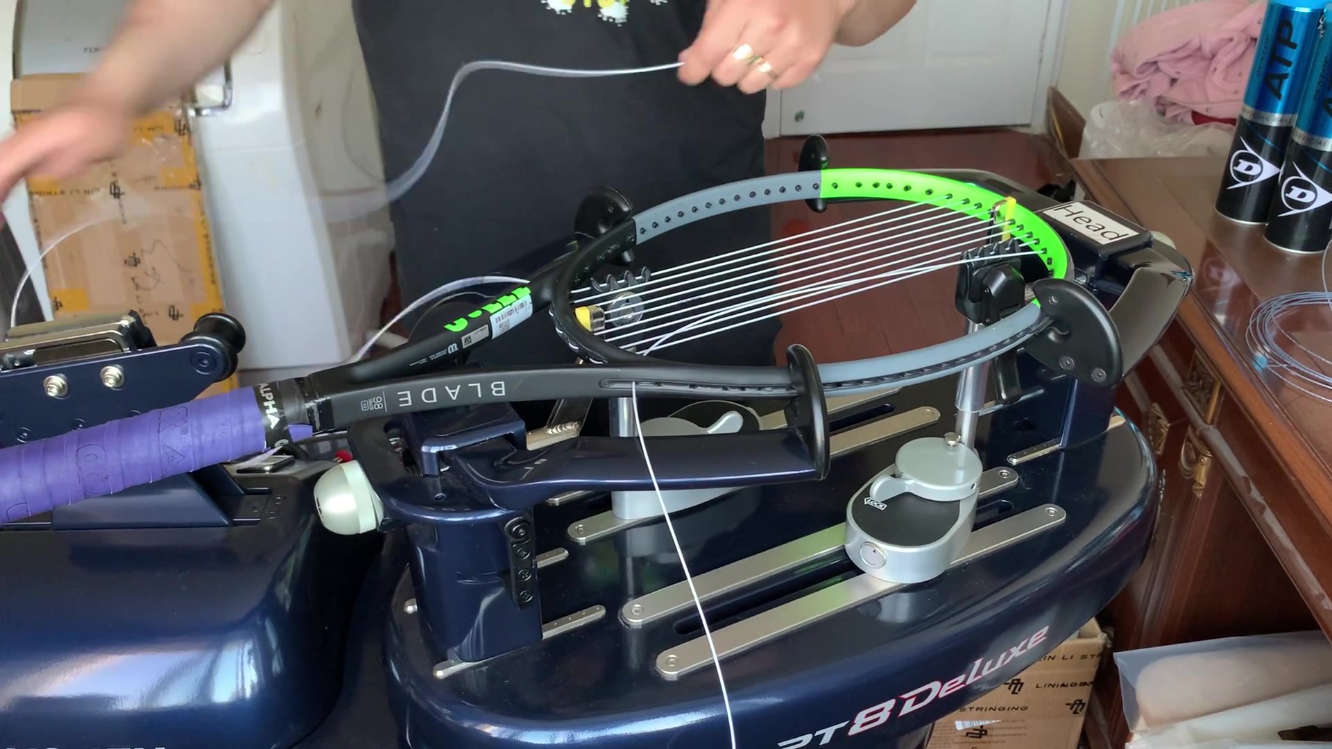 【网球拍穿线实录】wilson blade 98 v7 16*19 babolat synthetic gut