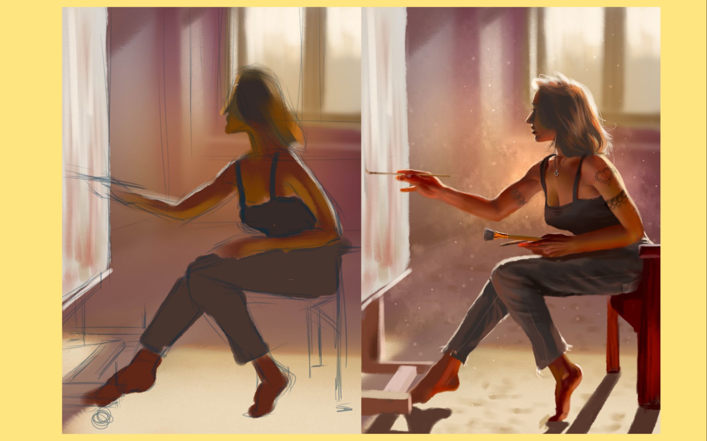 【厚涂练习】速涂背光1 像是改幼稚园儿童绘画?_哔哩哔哩_bilibili