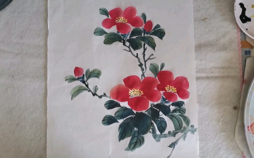 国画简单入门写意茶花