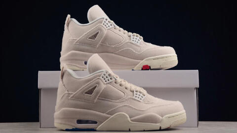 乔丹Air Jordan 4 Retro Canvas 米白帆布小Levi's 复古篮球鞋货号