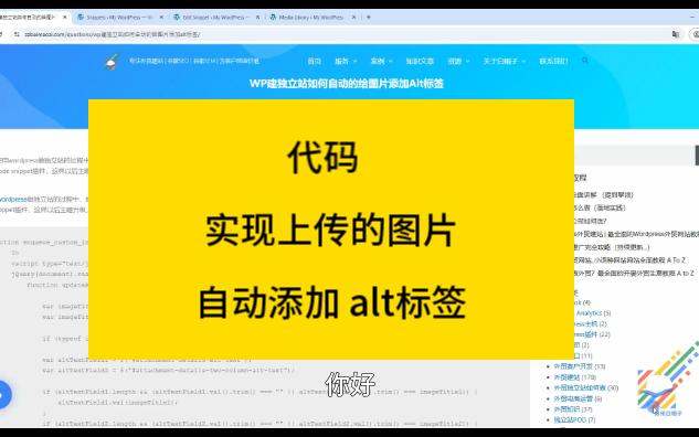 wordpress独立站自动地给上传地图片添加Alt文本,只需复制、粘贴就行哔哩哔哩bilibili