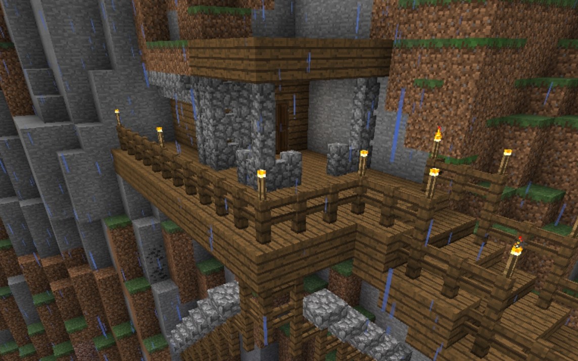 我的世界★《建筑#红石》建造一个实用的生存山洞小屋〈上〉