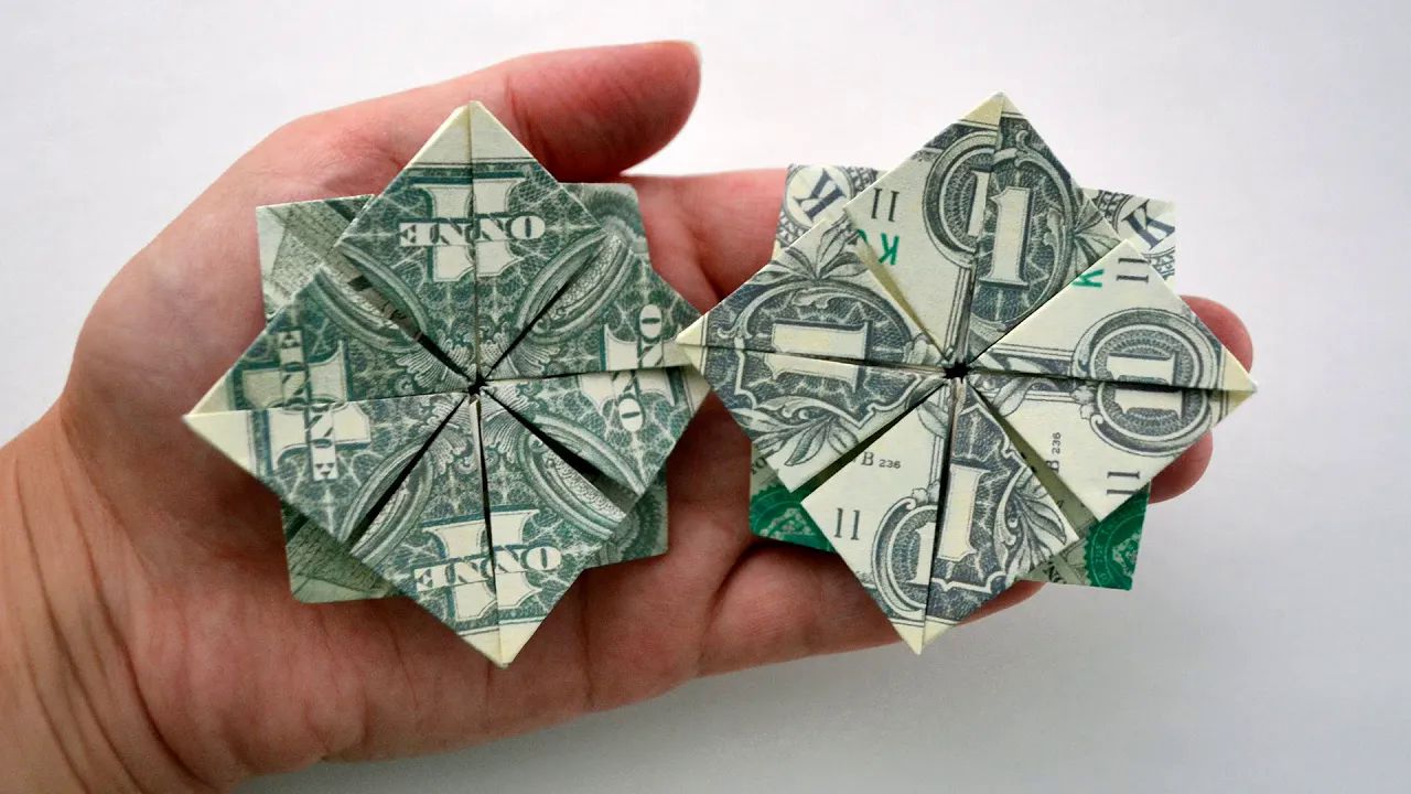 【nprokuda origami】花纸币折纸教程my money flower