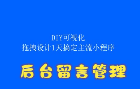 17.DIY可视化拖拽设计1天搞定主流小程序后台留言管理哔哩哔哩bilibili