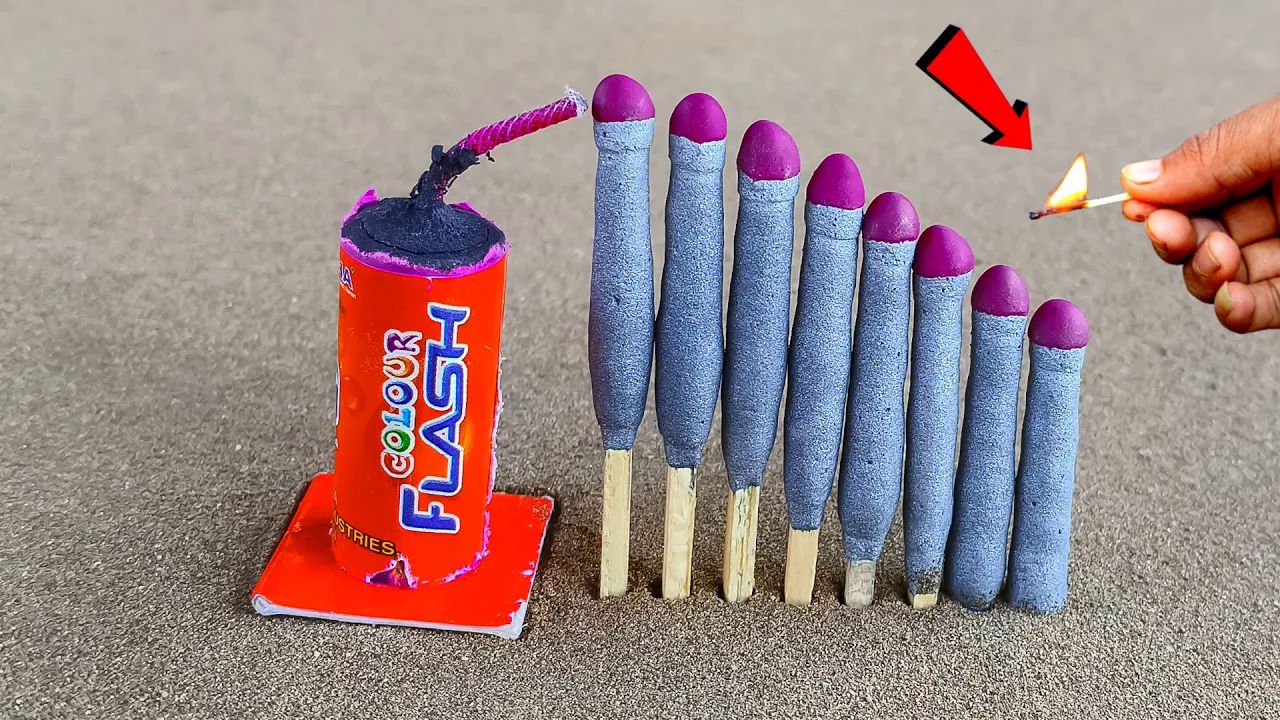 红色闪光炮vs火柴连锁反应多米诺|独特的爆竹测试