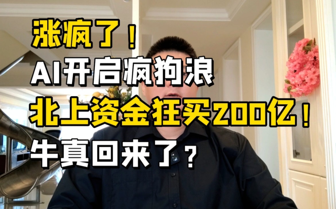 涨疯了!AI开启疯狗浪,北上资金2天狂买200亿,牛真回来了?哔哩哔哩bilibili