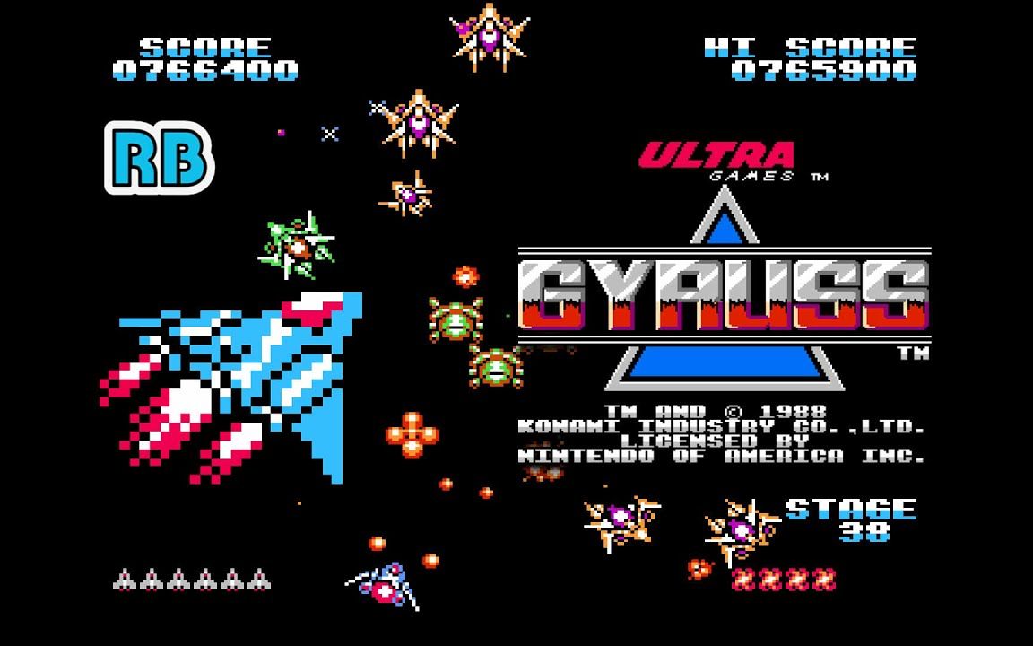 [图]1988年科乐美经典FC游戏《太阳系战机 Gyruss》美版1236500分二周目23关 | 作者：Replay Burners