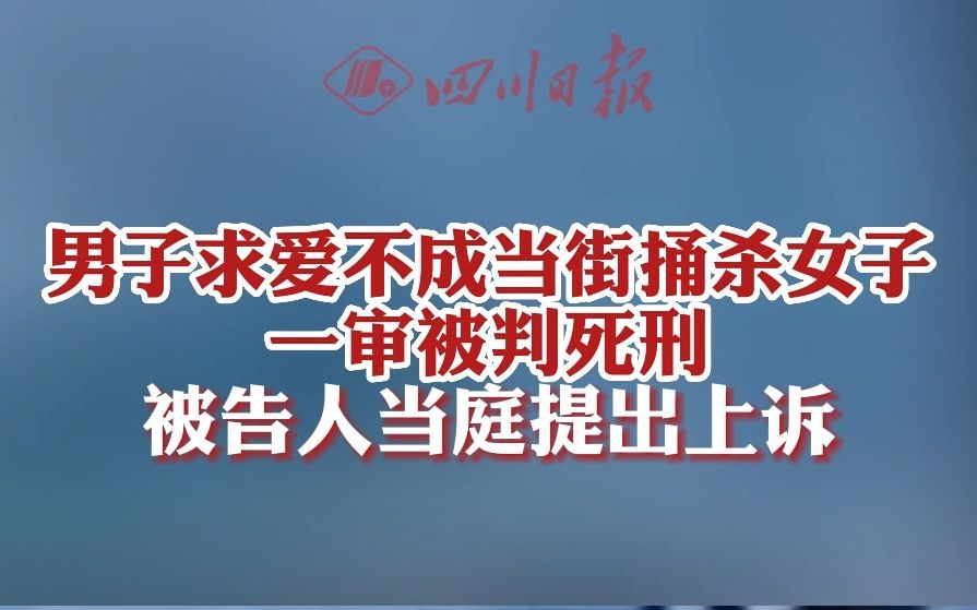 男子求爱不成当街捅杀女子,一审被判死刑,被告人当庭提出上诉哔哩哔哩bilibili