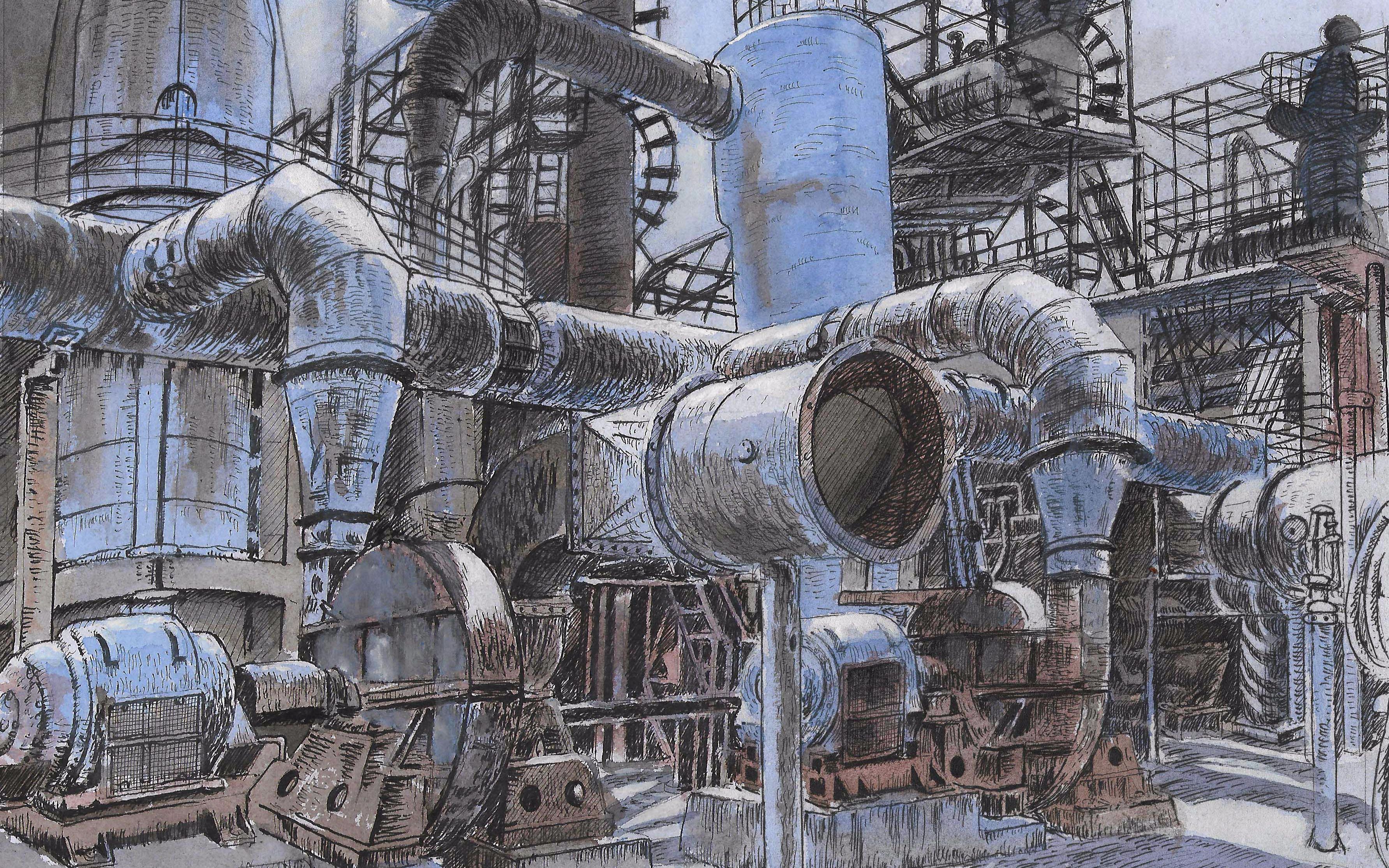 【手绘】管道迷城(钢笔部分)【钢笔水彩】_哔哩哔哩 (゜-゜)つロ 干杯