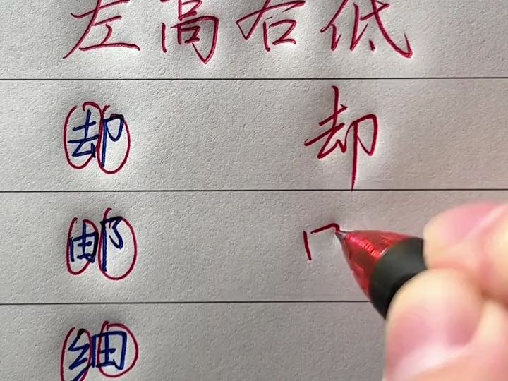 练字结构规律:左高右低.意思是大部分左右结构的字都要左边写高一点.哔哩哔哩bilibili