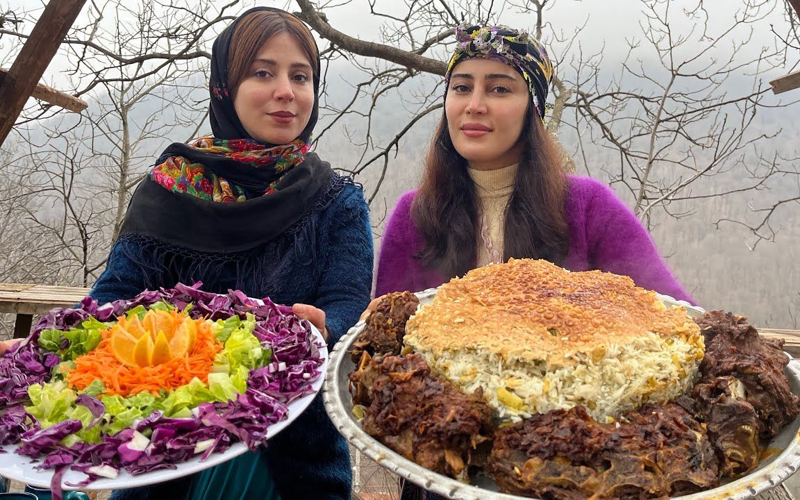 如何用羊脖子做一道地道的伊朗菜!带脖子的蔬菜抓饭!