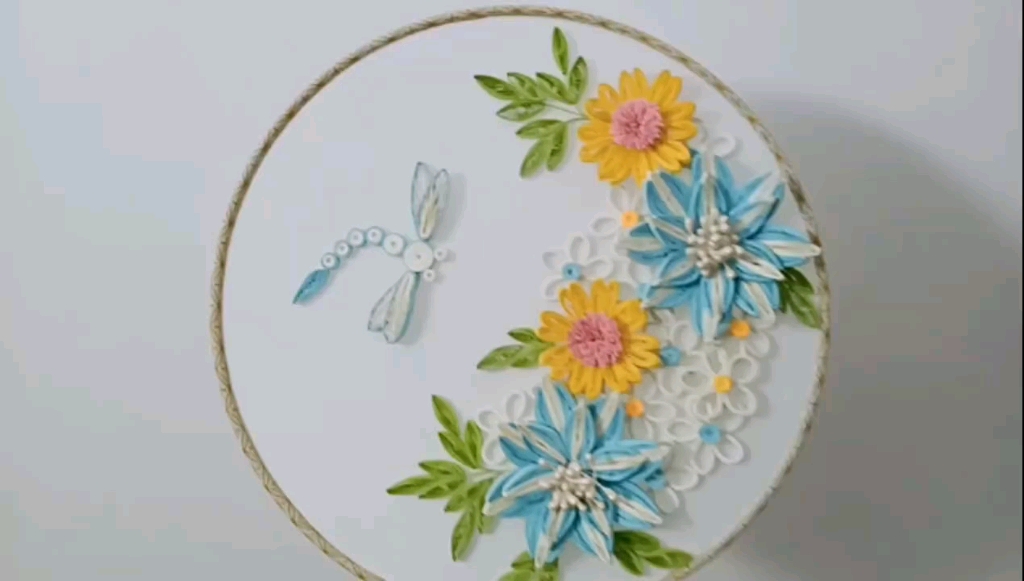 一分钟教你做衍纸团扇|衍纸立体手工教程