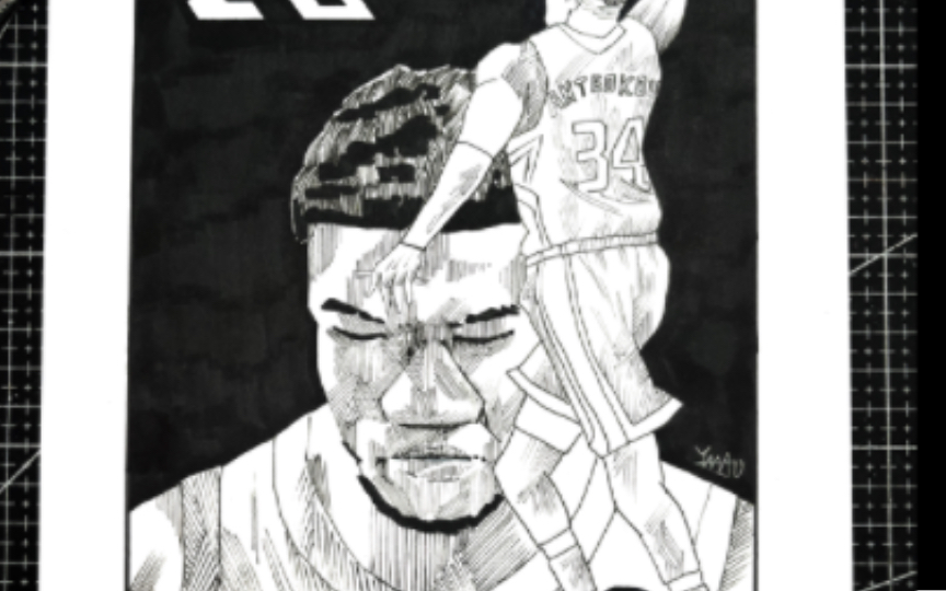 手绘一幅nba巨星:字母哥