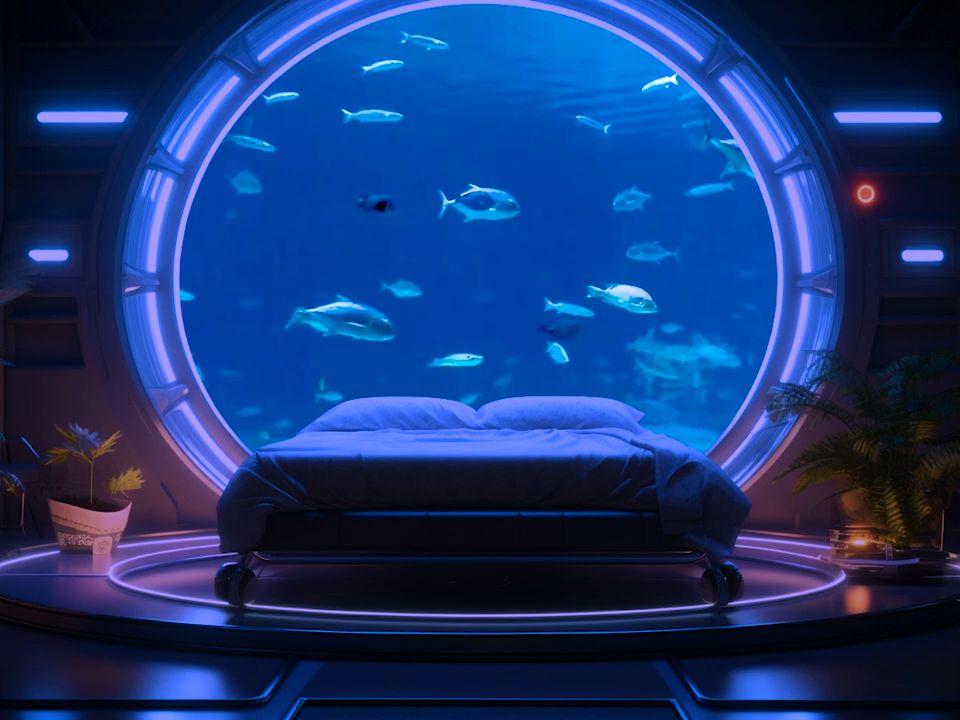 水下舒适的卧室氛围,适合睡眠