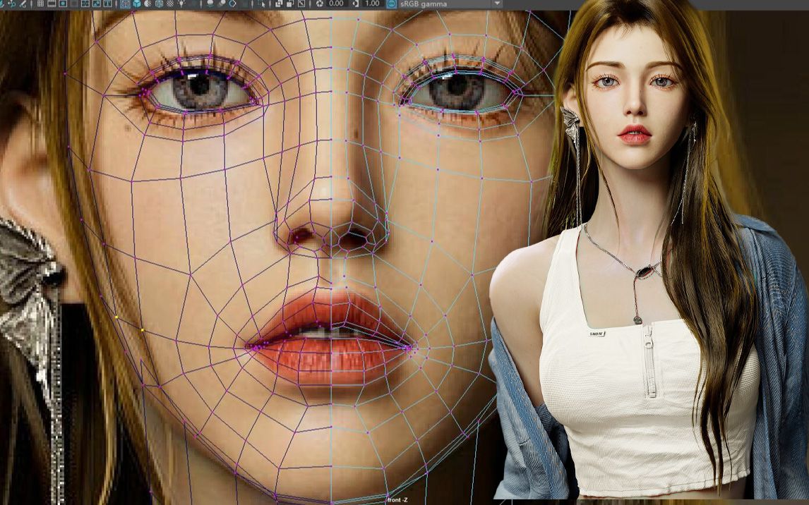 【maya人物建模】影视写实女性角色制作,超详细基础人物布线技巧讲解