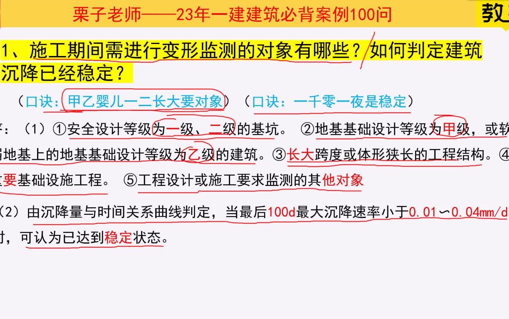 【好记口诀一建案例】23年一建建筑案例必背简答题错过少30分必背必看学匠栗子案例100问有完整129问哔哩哔哩bilibili