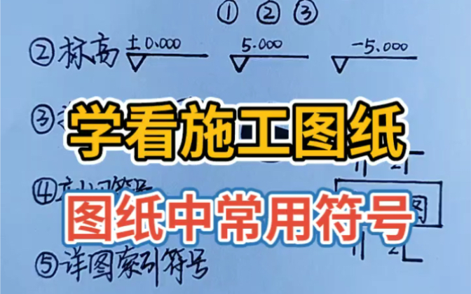 [图]建筑识图教学，最基础图纸符号，土木工程还是很不错的，就业率高，只要肯干，就有美好的明天