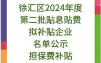 徐汇区2024年度第二批贴息贴费拟补贴企业名单公示担保费补贴哔哩哔哩bilibili