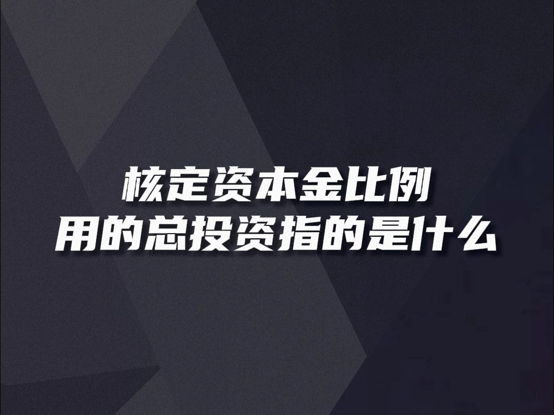 知识快递 | 核定资本金比例用的总投资指的是什么?哔哩哔哩bilibili