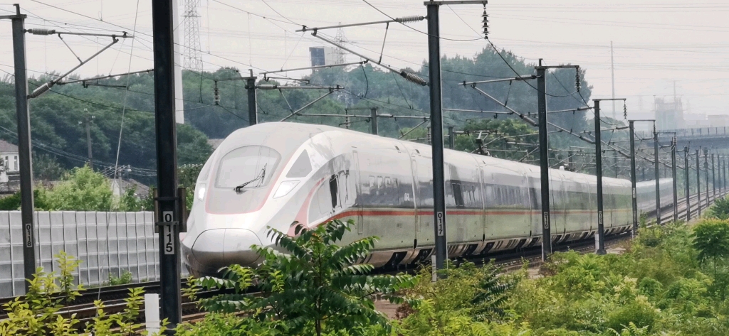 沪宁城际唯一一趟图定cr400af红海豚复兴号高速动车组担当的列车