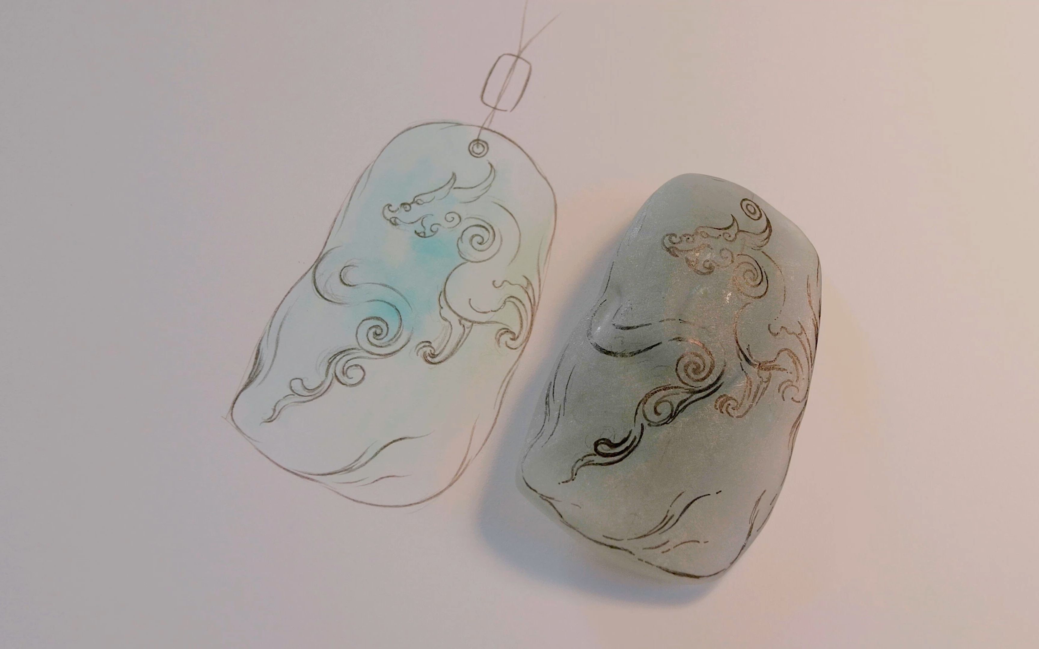 晴水随形古兽翡翠挂坠