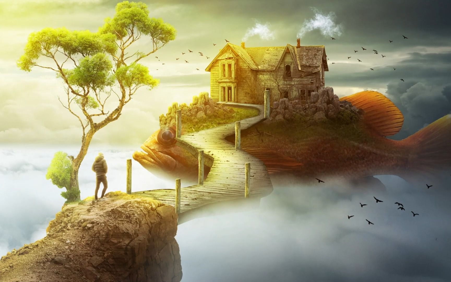 ps合成的梦幻小屋