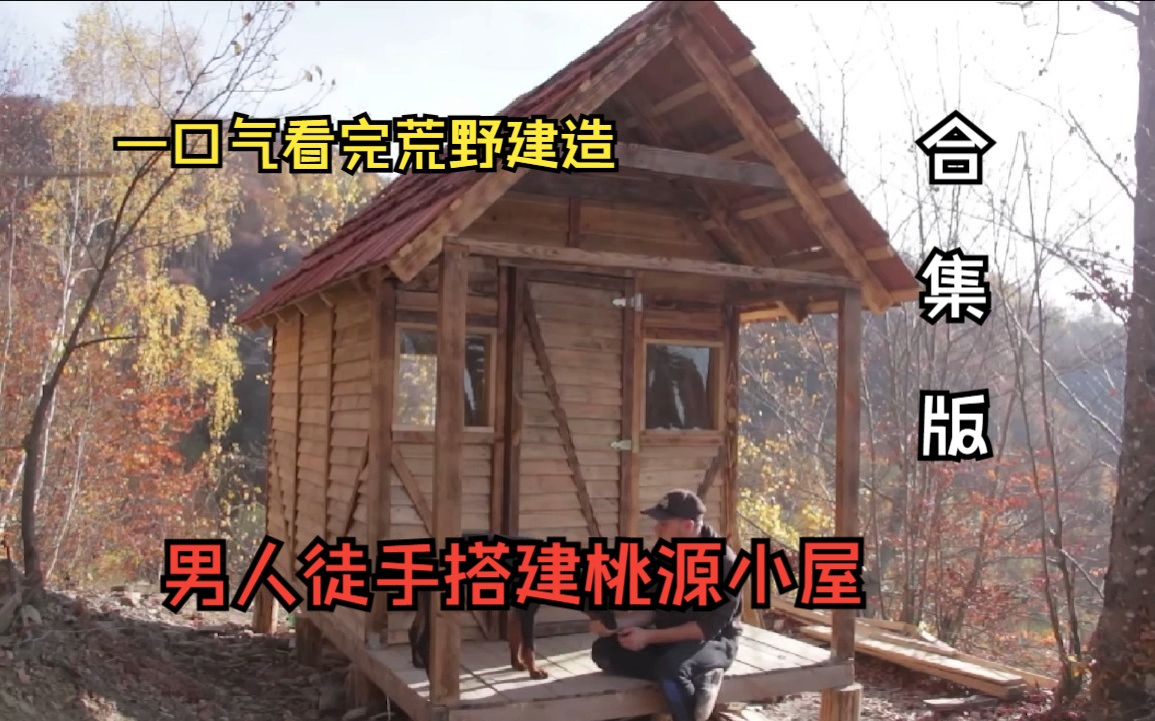 一口气看完荒野建造:这个男人简直是荒野建造界的典范,徒手搭建桃源小屋合集版哔哩哔哩bilibili