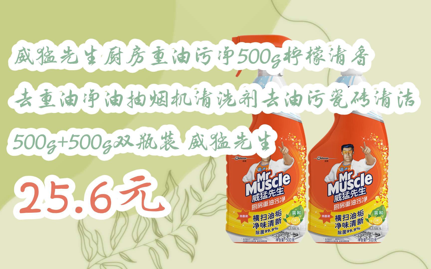【京东搜 红包大礼包264 领福利】威猛先生厨房重油污净500g柠檬清香