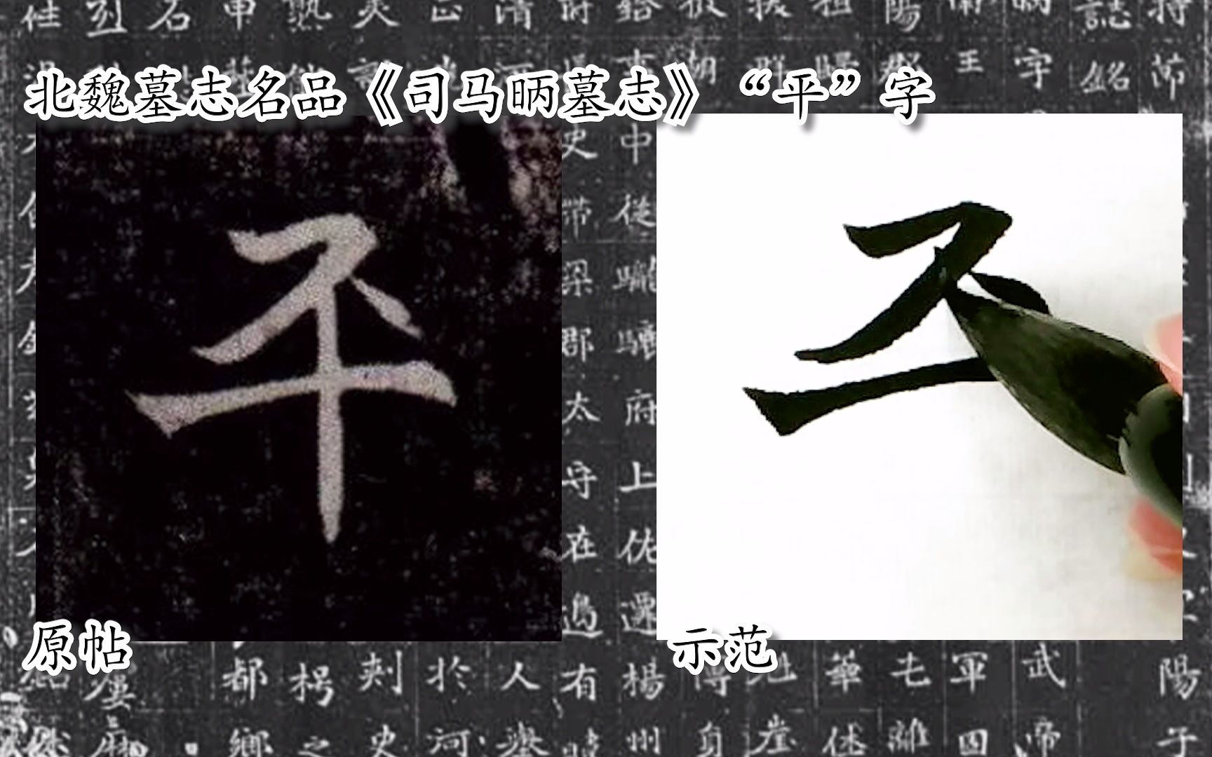 [图]【每日一字】书法系列，周东芬临北魏楷书《司马昞墓志》“平”字