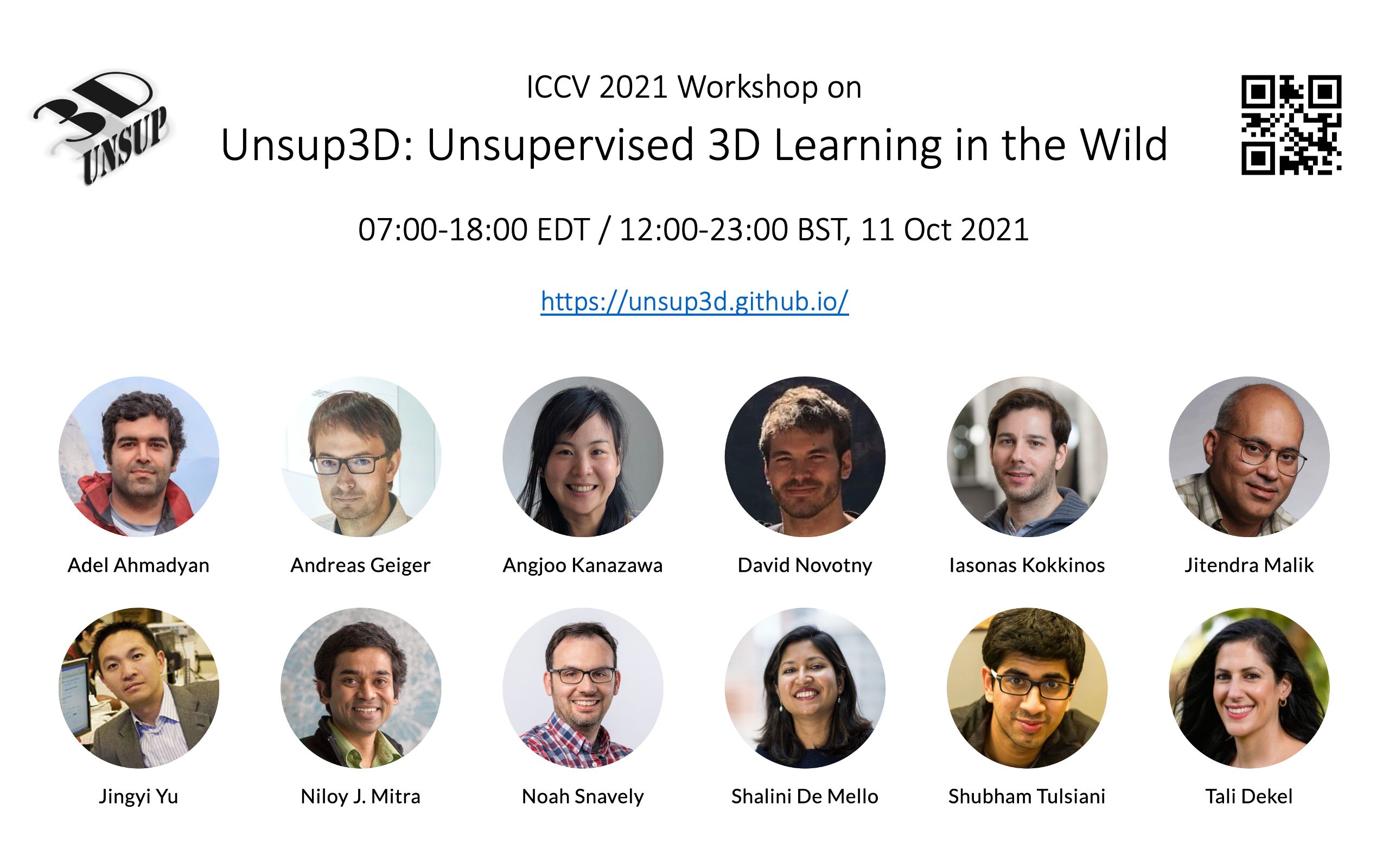 [图]ICCV21 Workshop on Unsup3D: Unsupervised 3D Learning in the Wild