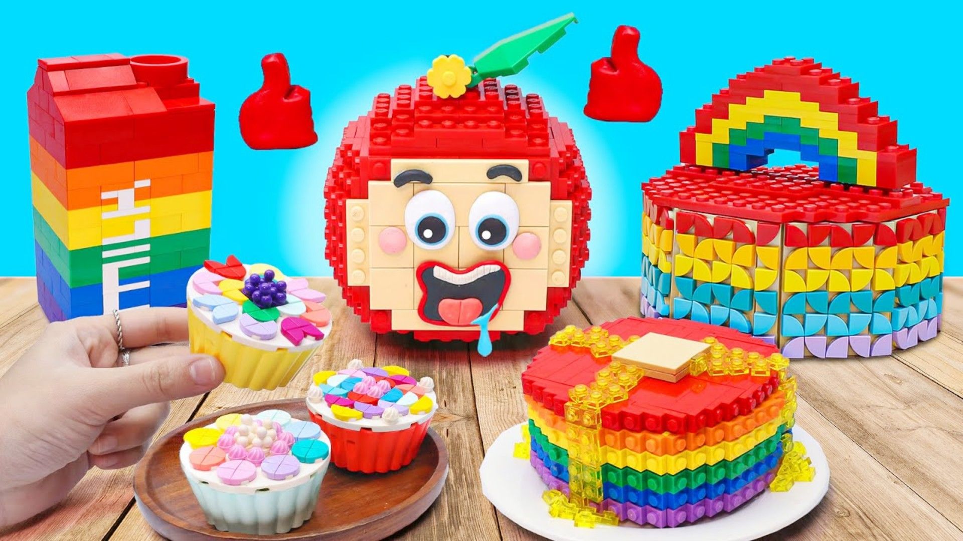 美食动画:乐高阿普的彩虹食物趣味挑战,隔着屏幕都在口水直流!