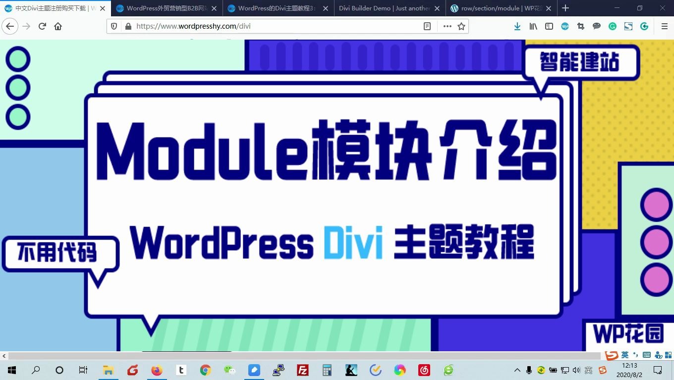 【WordPress DIVI视频教程】Divi主题的Module模块使用方法介绍哔哩哔哩bilibili