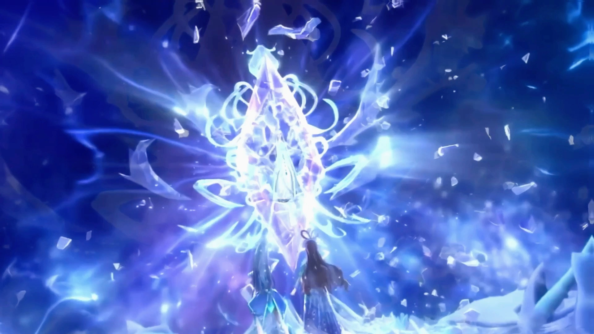 地面震动包裹我的冰晶逐渐出现几道深浅不一的裂痕冰面破碎微微颤抖