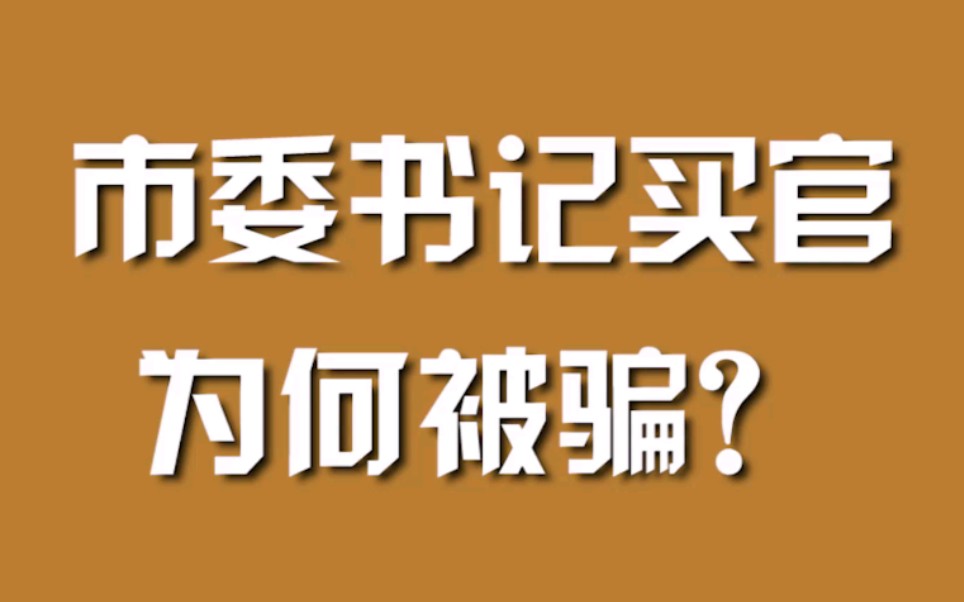 市委书记买官,为何被骗?哔哩哔哩bilibili