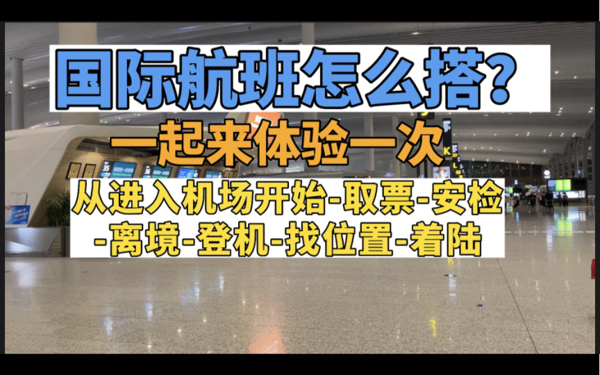 国际航班怎么搭?一起体验一次,从进入机场开始,取票、安检、离境、登机都需要提交什么资料哔哩哔哩bilibili