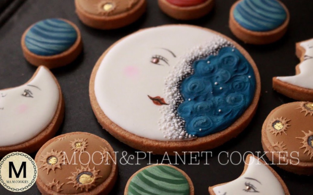 【卡通点心】糖霜饼干教程之月亮女神绘画饼干‖Moon and Planet Cookies哔哩哔哩bilibili