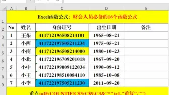 财务人员必备的16个函数公式
