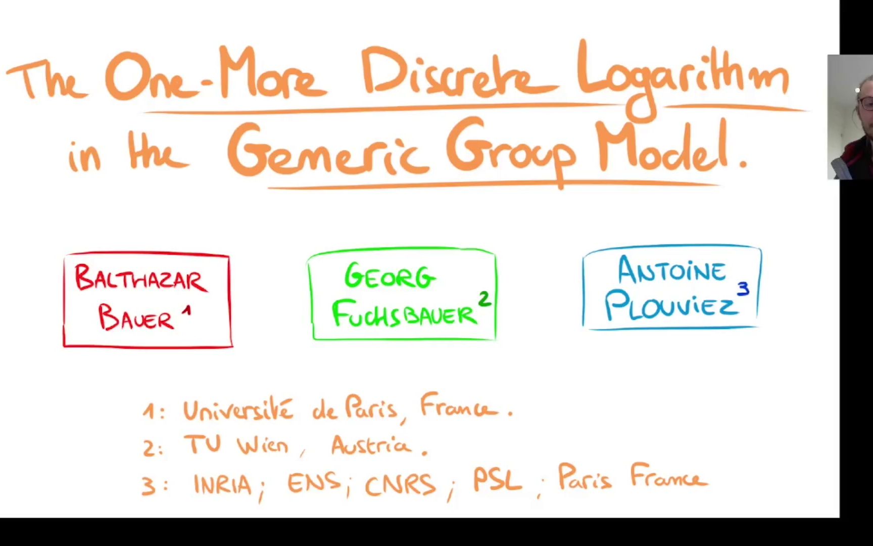 [ASIACRYPT 2021]  The OneMore Discrete Logarithm Assumption in the Generic G..哔哩哔哩bilibili