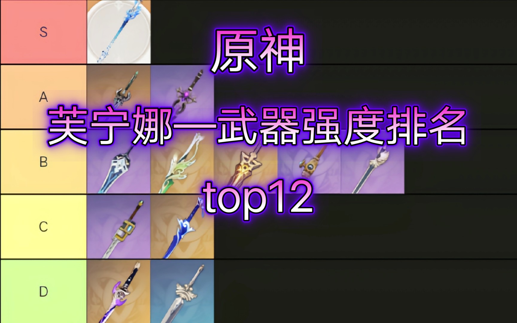 [图]【原神】水神芙宁娜武器强度排名top12——芙宁娜武器伤害期望计算、武器选择推荐