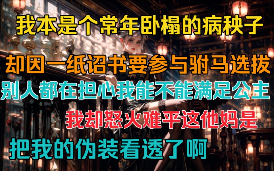 我本是个常年卧榻的病秧子,却因一纸诏书要求我参选驸马,别人都在担心我这身子骨能不能满足公主,我却暗暗心惊,这是哪个狗贼把我伪装看透了啊哔...