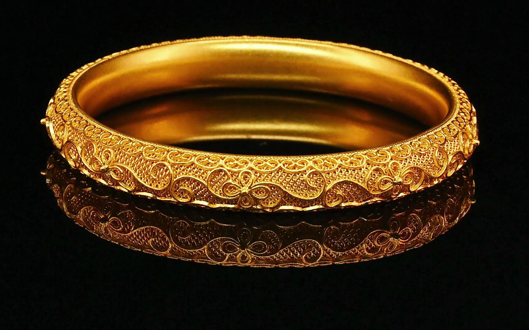 古法金紫罗兰手工镶嵌花丝黄金手镯_哔哩哔哩_bilibili