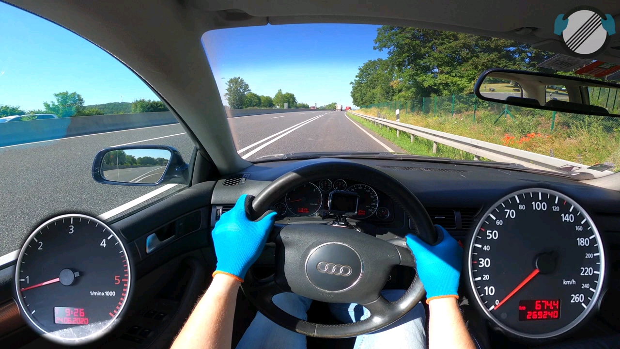 奥迪a6c5旅行车25tdiquattro第一人称视角开车德国不限速高速试驾加速