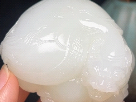 和田玉白玉羊脂手把件龙龟-富贵长寿 白度一级 密度高 油十性69足