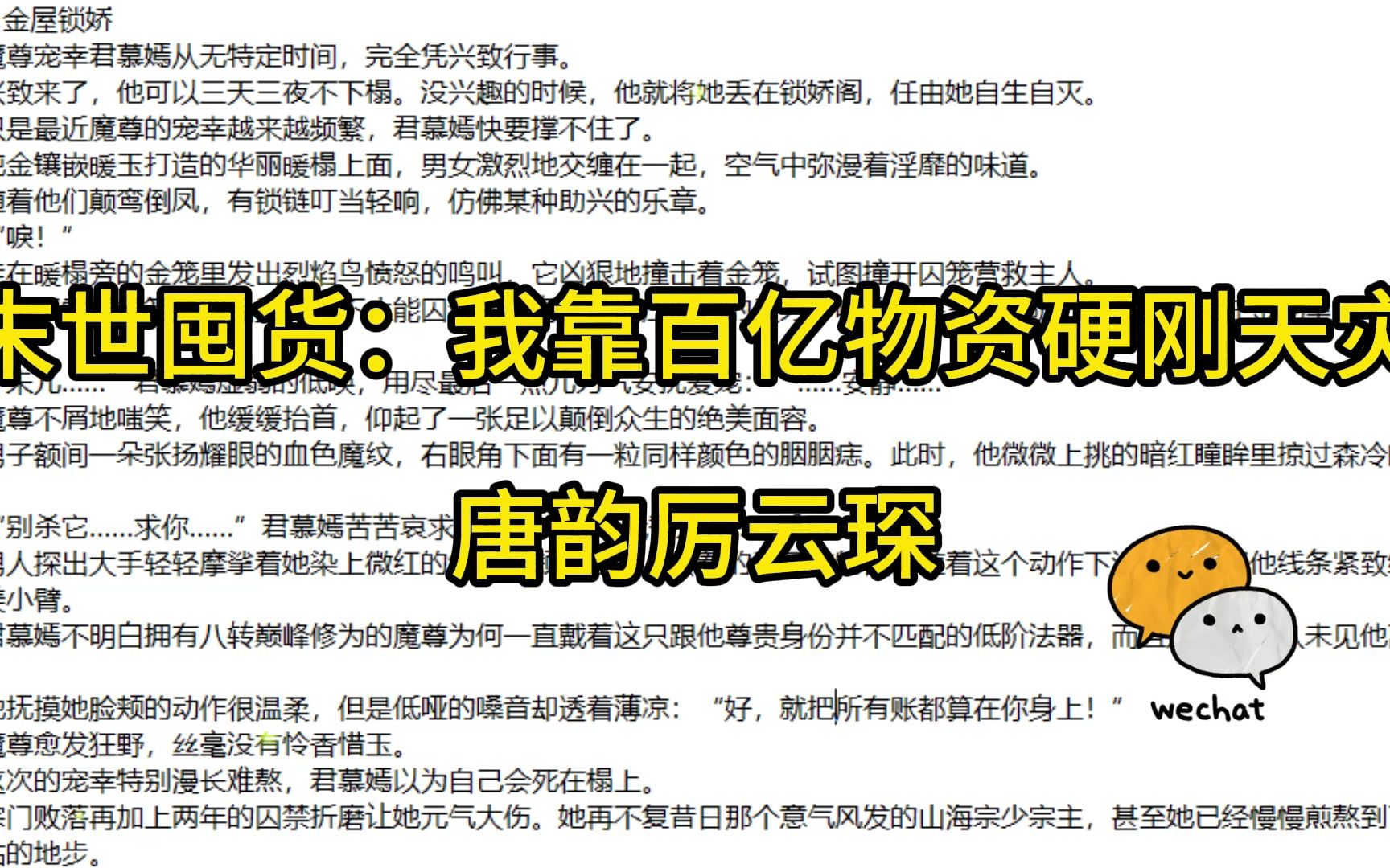 [图]热门小说推荐——《 末世囤货：我靠百亿物资硬刚天灾》唐韵厉云琛